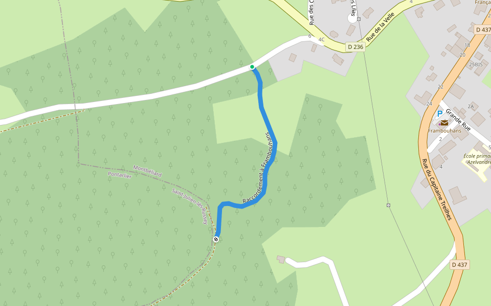 Raccordement à Frambouhans walking route map in Frambouhans