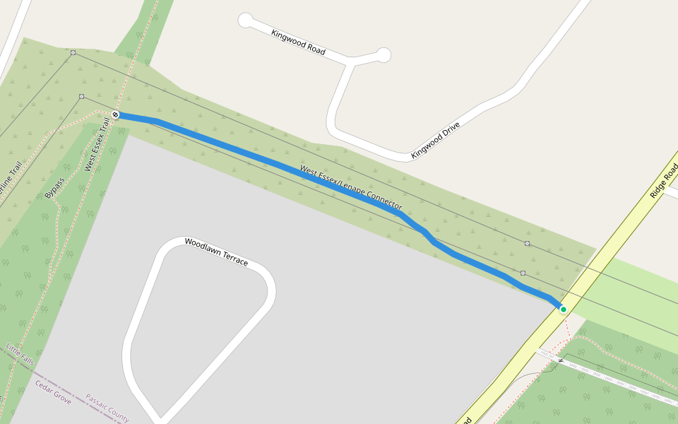 West Essex/Lenape Connector walking route map in Little Falls Township