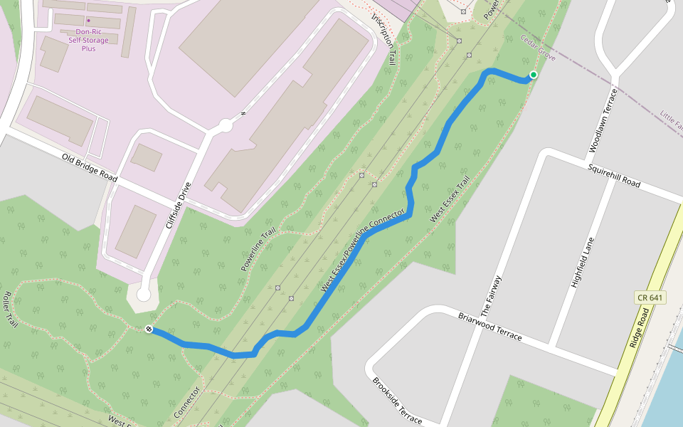 West Essex/Powerline Connector walking route map in Cedar Grove