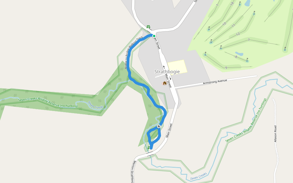 Bridge to Bridge Walking Track walking route map in Strathbogie