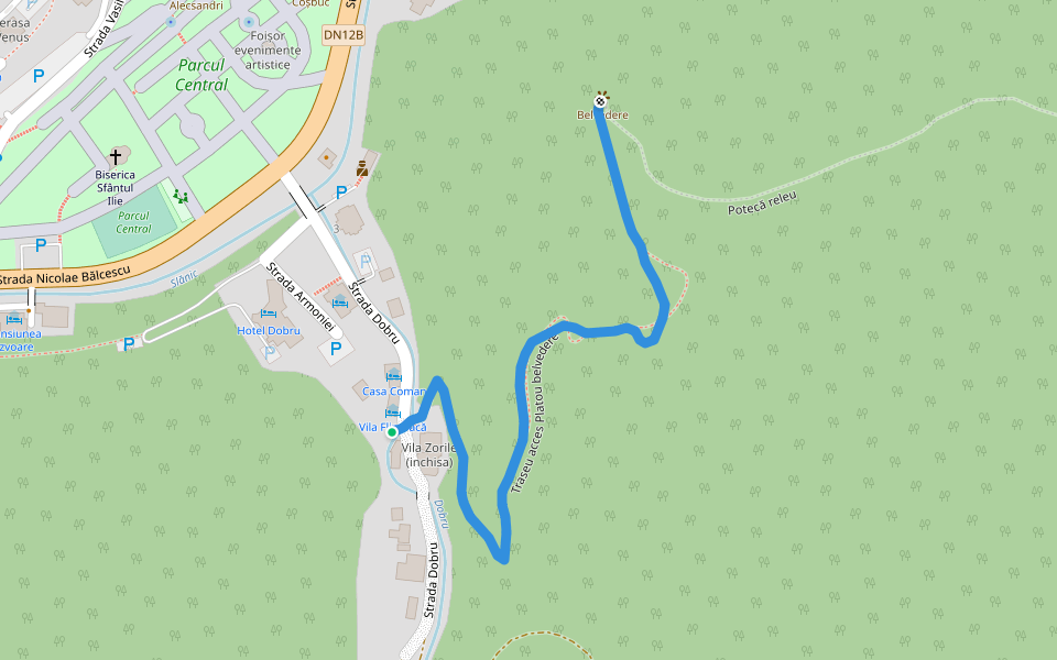 Traseu acces Platou belvedere walking route map in Slănic Moldova