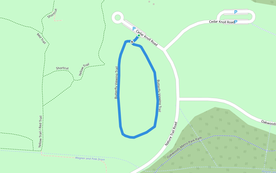 Butterfly Viewing Nature Trail walking route map in Flat Rock