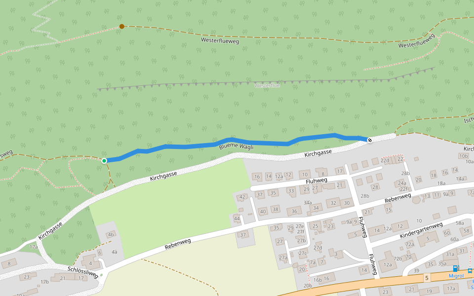 Blueme Wägli walking route map in Pieterlen