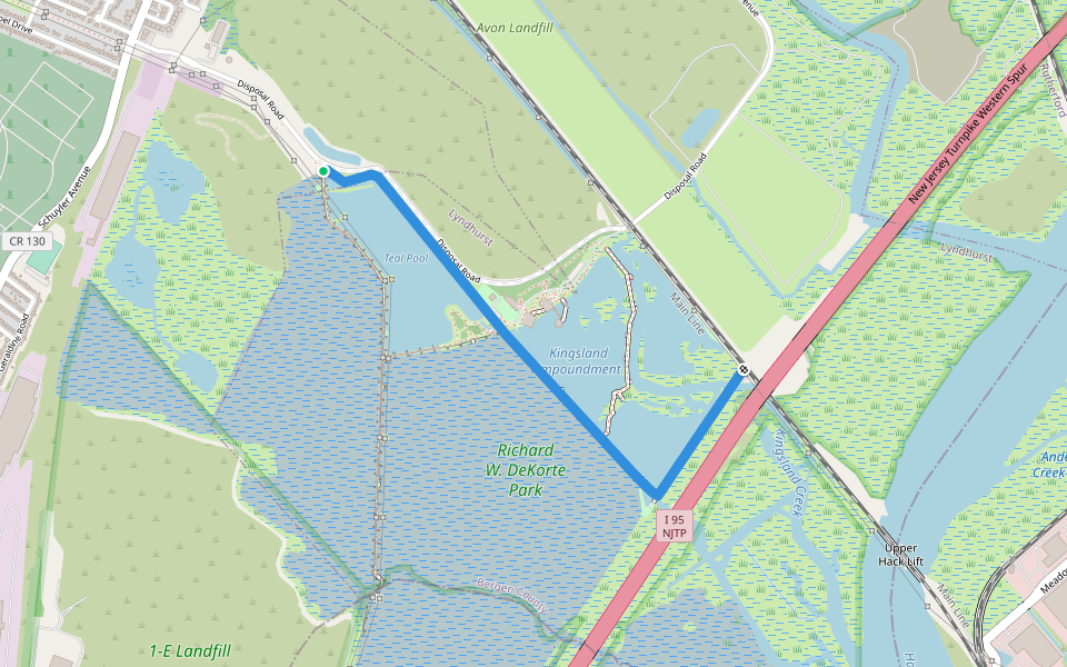 Transco Trail walking route map in North Arlington
