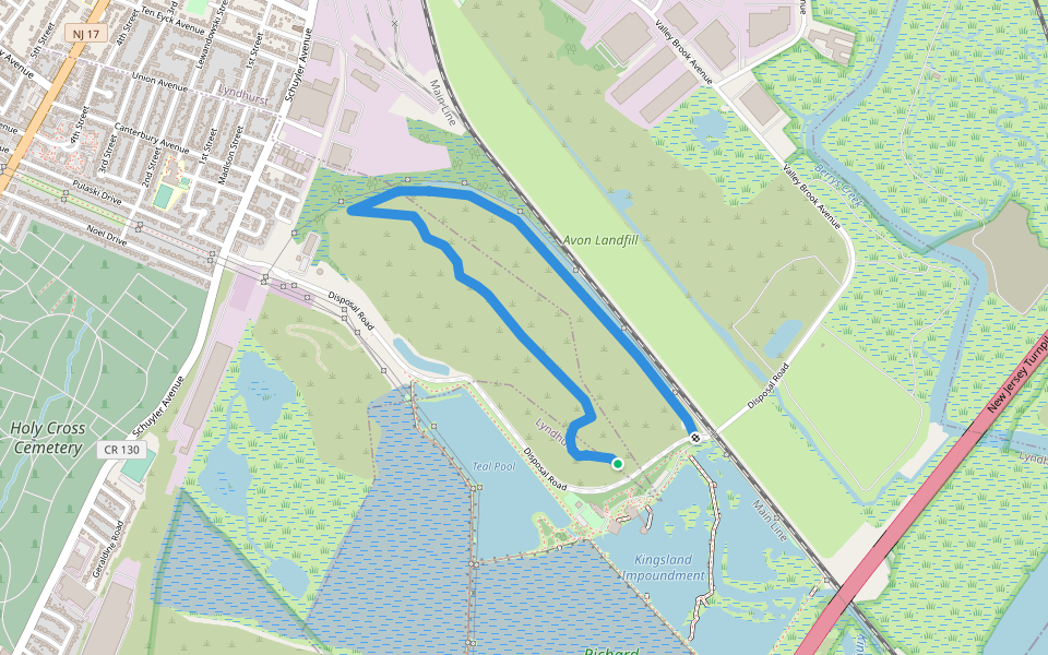 Landfill Trail walking route map in Lyndhurst