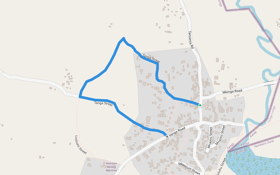 Tanga Street walking route map in Mahandakini