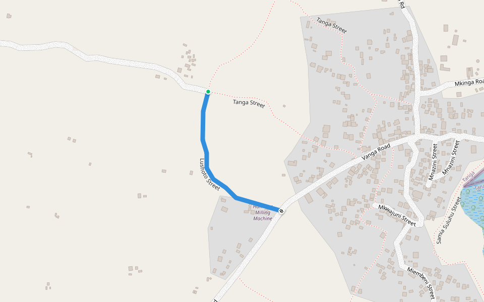 Lushoto Street walking route map in Mahandakini