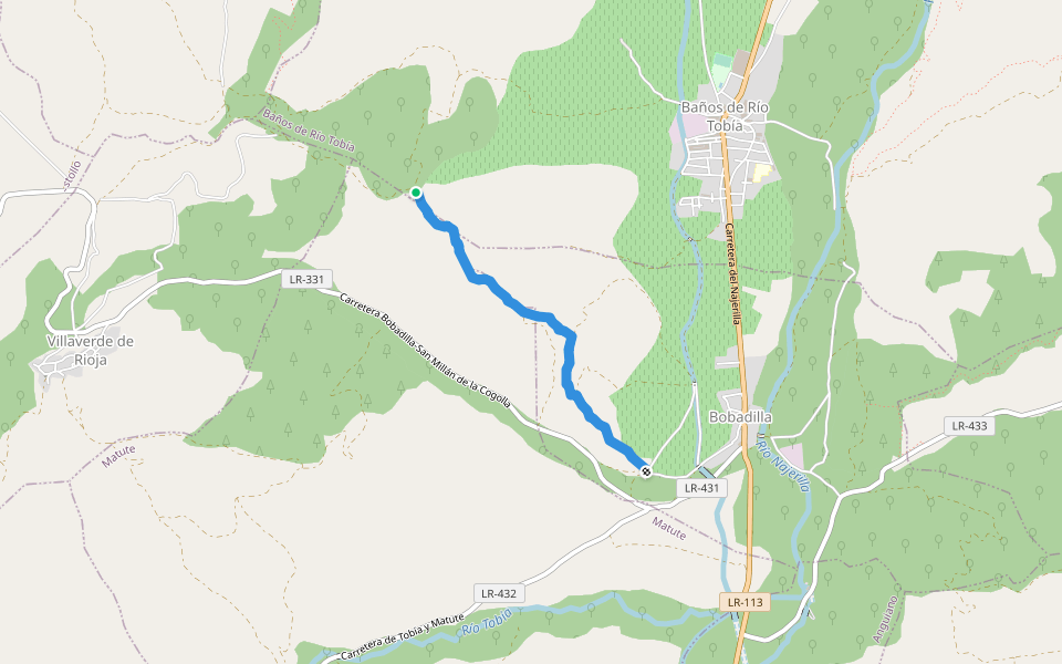 Senda Chopo Ricoja walking route map in Baños de Río Tobía