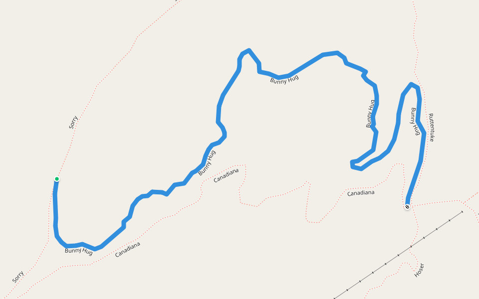 Bunny Hug walking route map in Elkwater