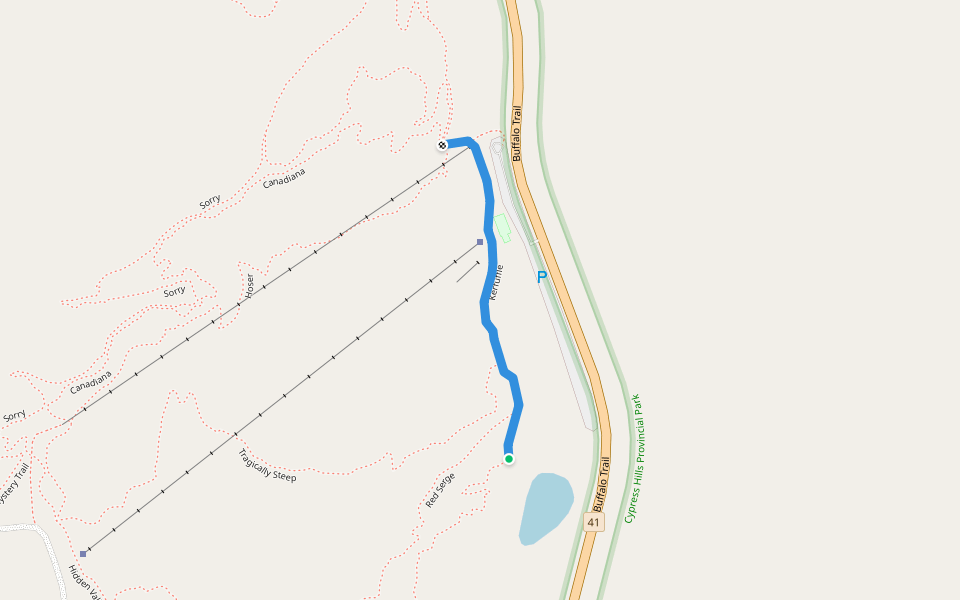 Kerfuffle walking route map in Elkwater