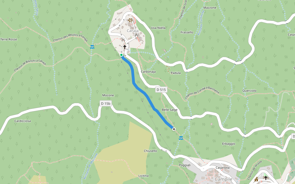 Ancien Chemin de Canaja à Campile walking route map in Campile