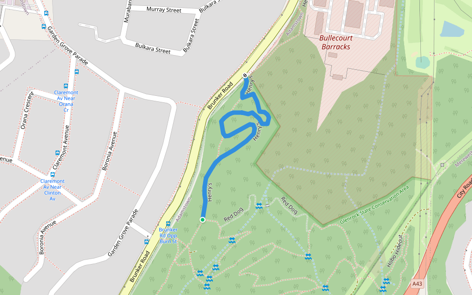 Henry's walking route map in Adamstown Heights