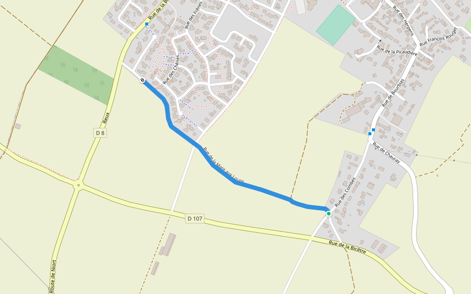 Rue de la Mare aux Loups walking route map in Saint-Gelais