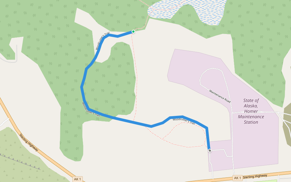 Woodcutter's Trail walking route map in Homer