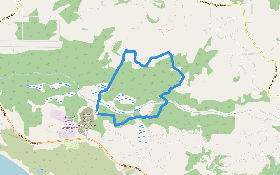 Homestead Loop walking route map in Homer