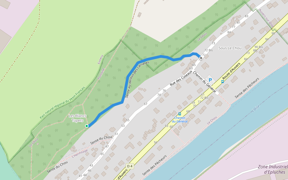 Sente au-dessus des carrières walking route map in Pontoise