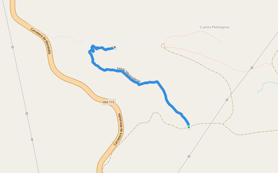 Senda Merenderos walking route map in Caravaca de la Cruz