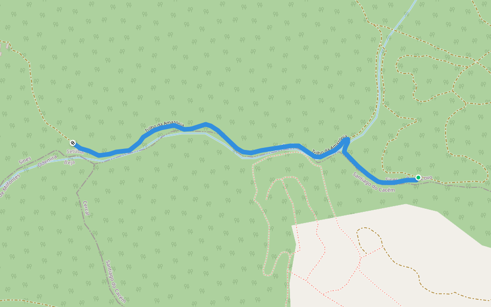 Trilho da Amazónia walking route map in Sines