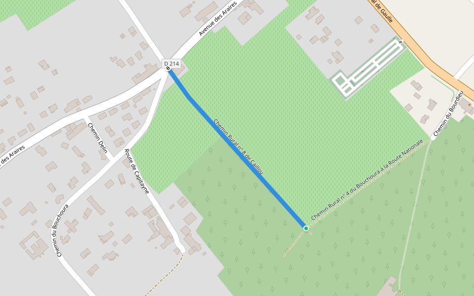 Chemin Rural nº 8 de Caillou walking route map in Arbanats