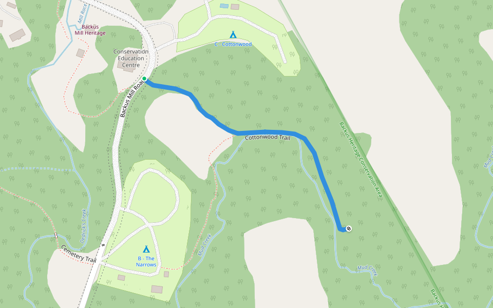 Cottonwood Trail walking route map in Port Rowan