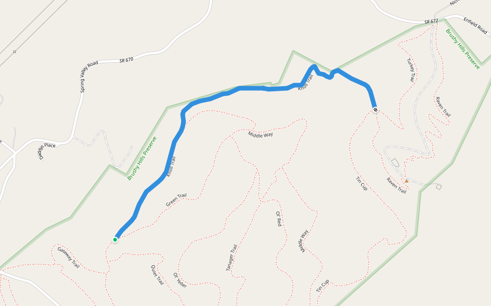 Knoll Trail walking route map in Lexington