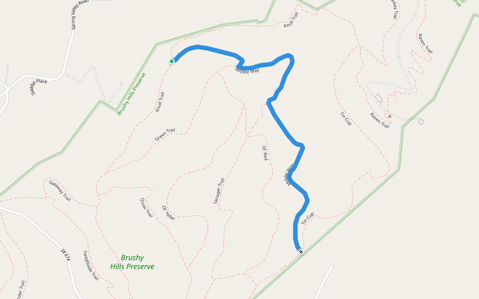Middle Way walking route map in Lexington