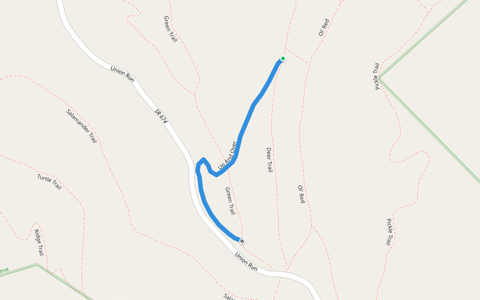 Up And Over walking route map in Lexington