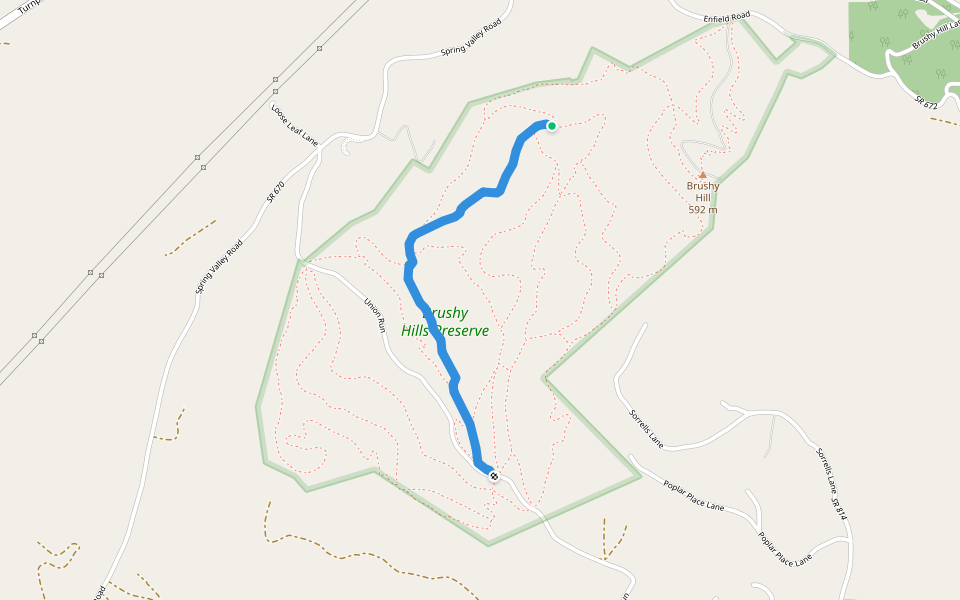Green Trail walking route map in Lexington