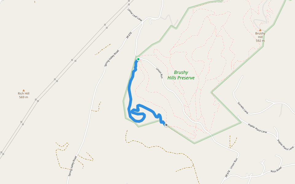 Ridge Trail walking route map in Lexington