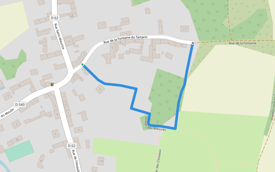 Sentier des Masures walking route map in Bailleval