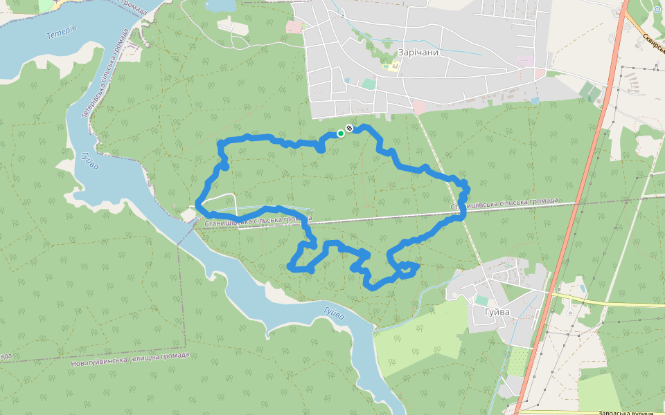 Лісова Україна walking route map in Zarichany