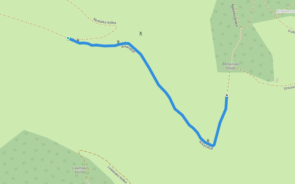 Arkazabal walking route map in Saint-Étienne-de-Baïgorry