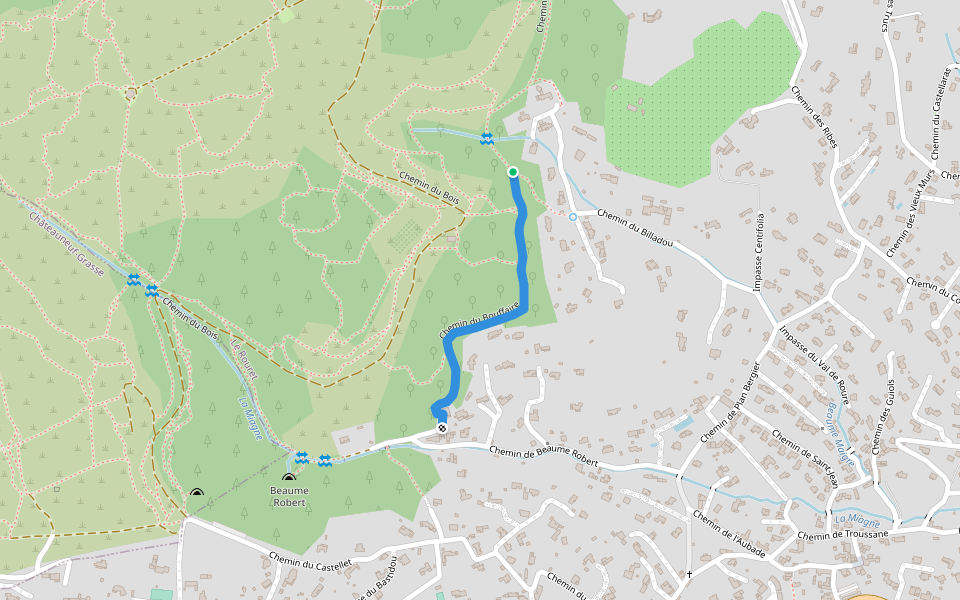 Chemin du Bouffaïre walking route map in Le Rouret