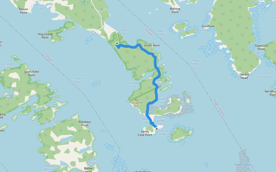 Shelter Cove Trail walking route map in Tangier