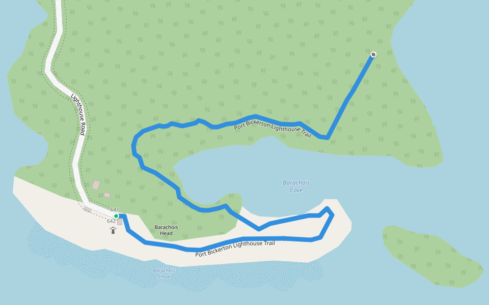 Port Bickerton Lighthouse Trail walking route map in Fishermans Harbour