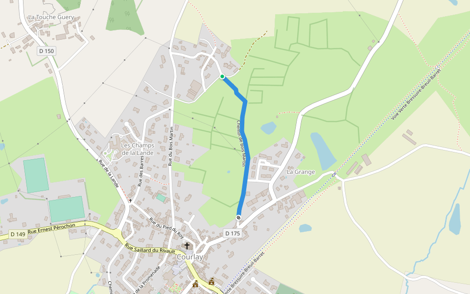 Chemin de Bois Martin walking route map in Courlay