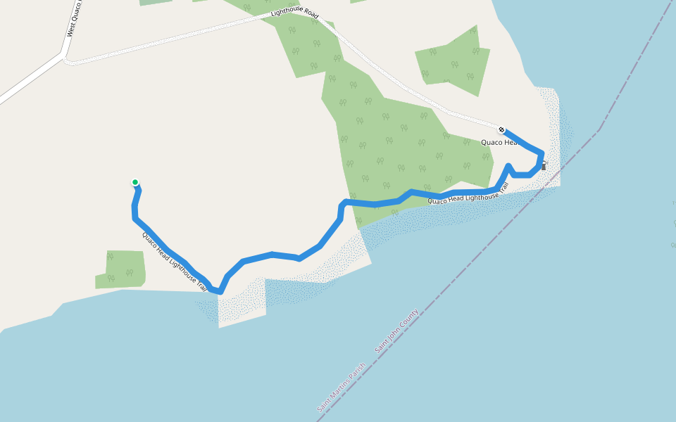 Quaco Head Lighthouse Trail walking route map in West Quaco