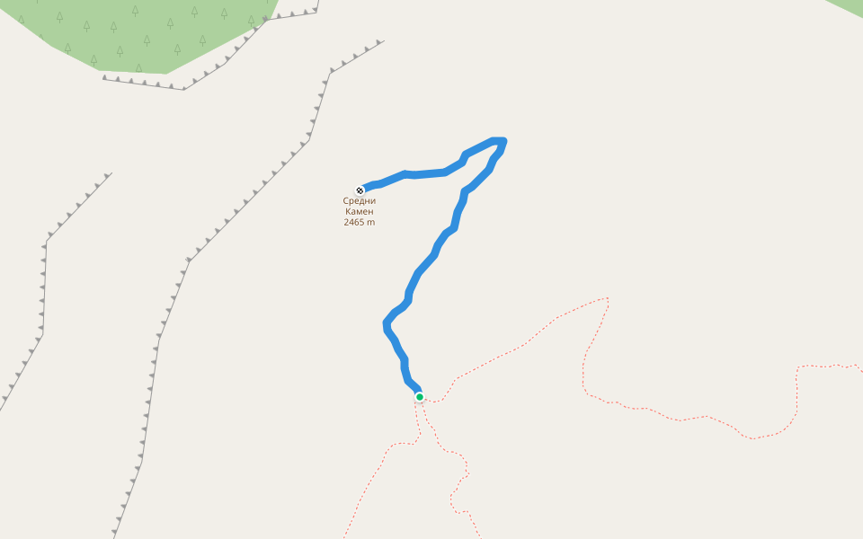 To Peak Sreden Kamen walking route map in Vejtse