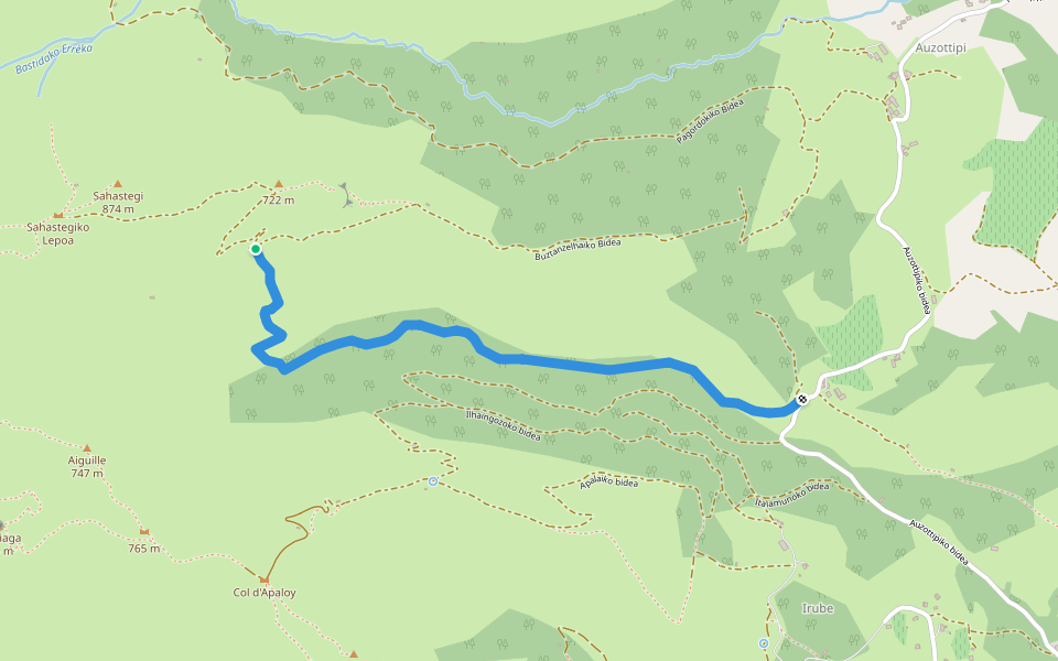 Aïharribarreko bidea walking route map in Saint-Étienne-de-Baïgorry