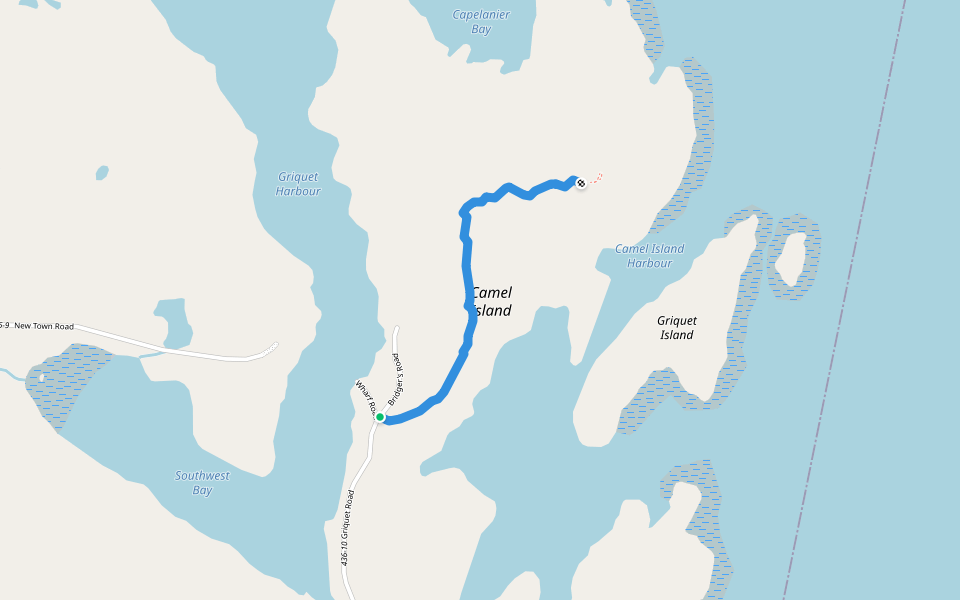 Camel's Back Trail walking route map in Saint Lunaire-Griquet