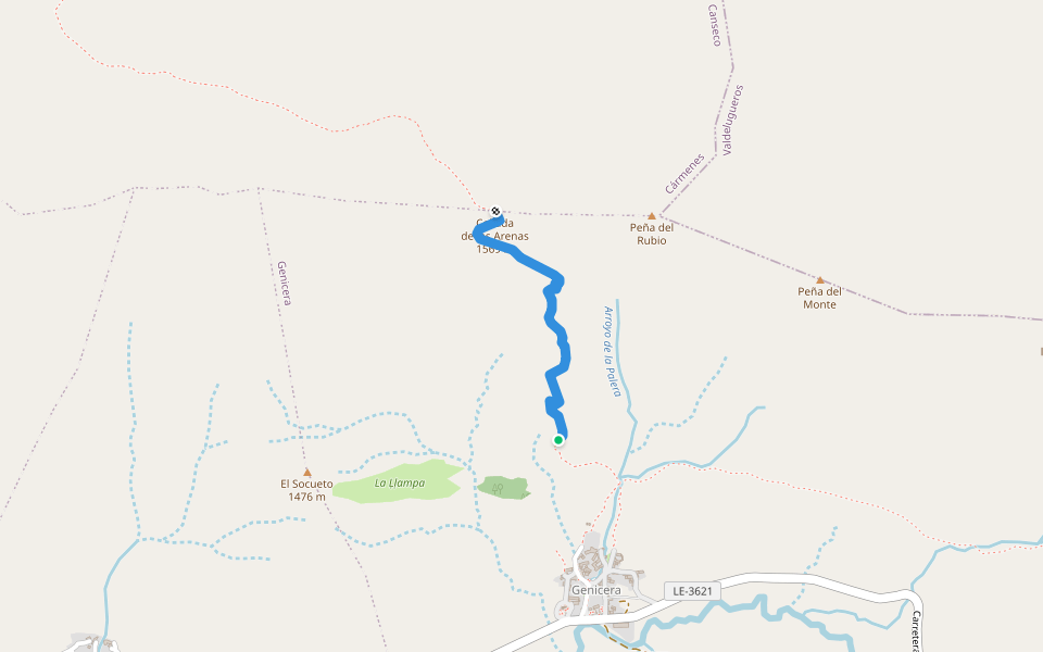 Camino de Genicera a Canseco walking route map in Genicera