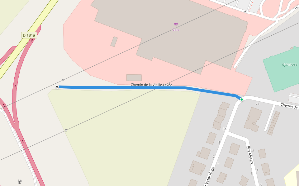 Chemin de la Vieille Levée walking route map in Sainte-Marie-aux-Chênes