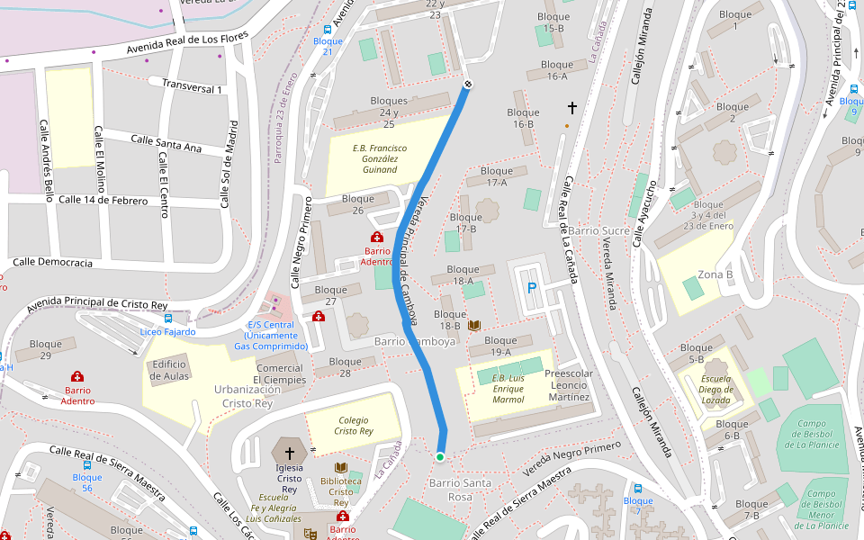 Vereda Principal de Camboya walking route map in Caracas