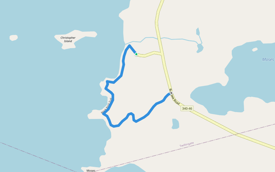 Black Rock Trail walking route map in Twillingate