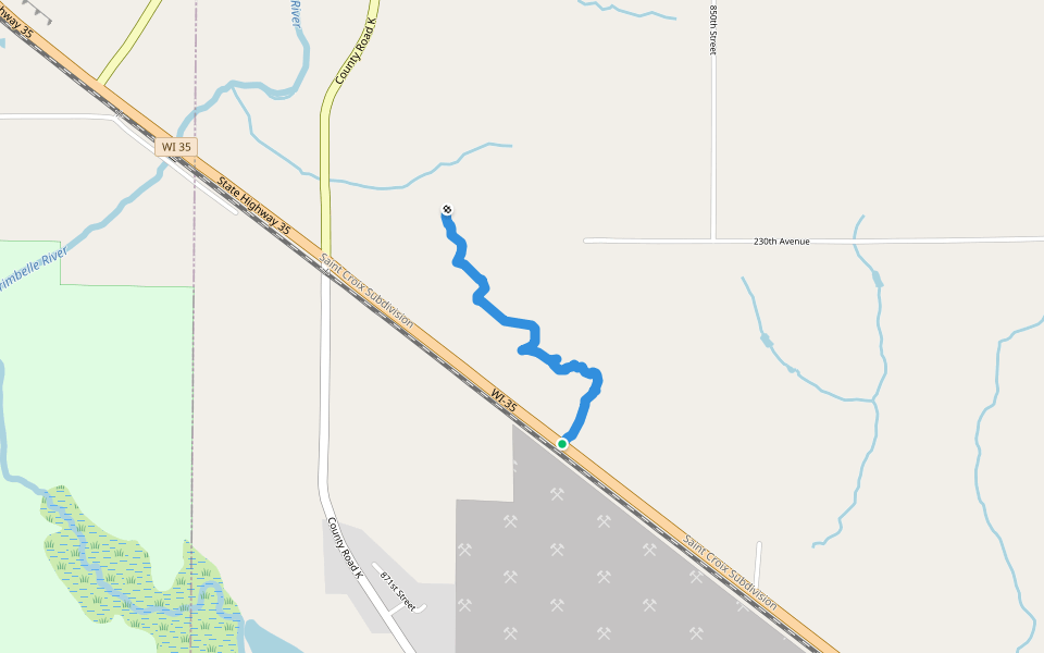 Trenton Bluff Prairie State Natural Area Trail walking route map in Hager City