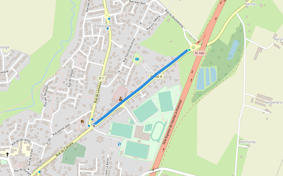 Avenue des Martyrs de la Résistance walking route map in Elven