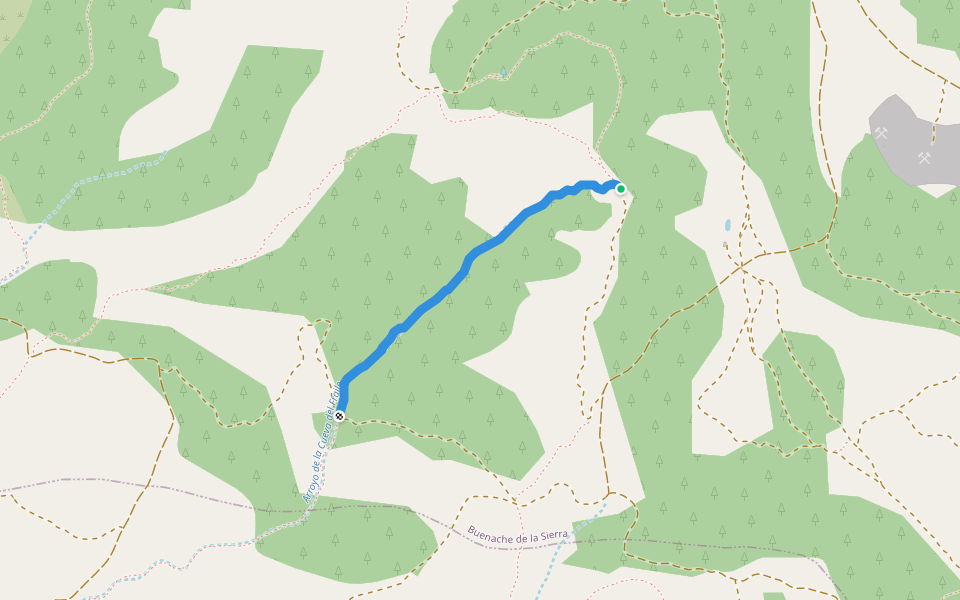 Senda de la Huesera I walking route map in Buenache de la Sierra