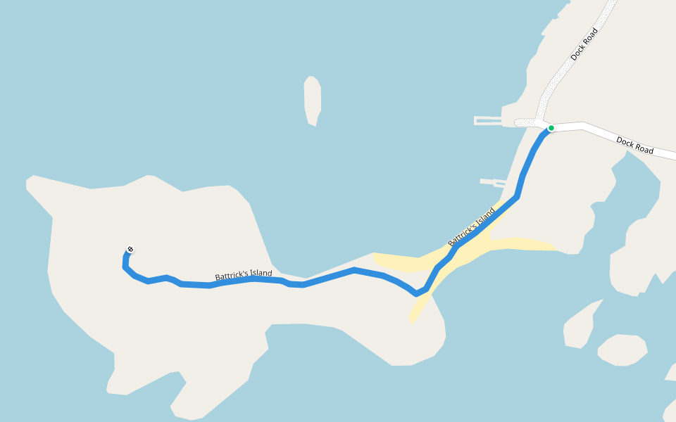 Battrick's Island walking route map in Twillingate