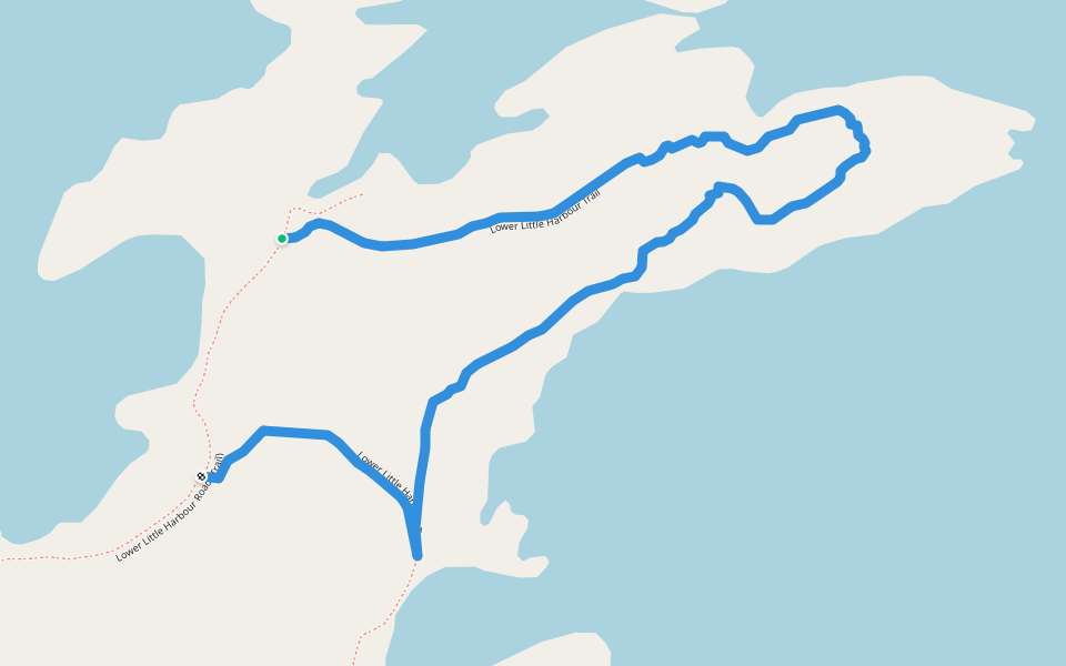 Lower Little Harbour Trail walking route map in Twillingate