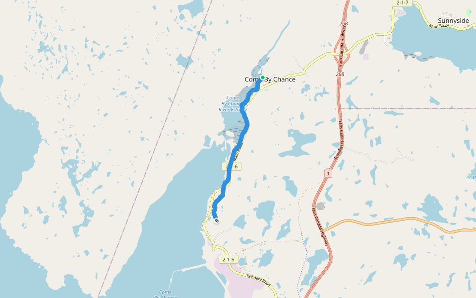 Cleary Hiking Trail walking route map in Come By Chance